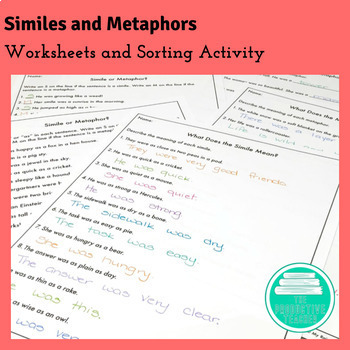 Preview of Similes and Metaphors Worksheets