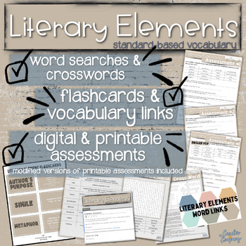 Preview of Literary Elements Vocabulary | Language Arts Resource | Assessment Tool