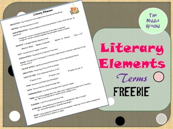 Preview of Literary Elements Terms FREE