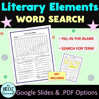 Preview of Literary Elements Word Search - Plot Terms - Vocabulary - Test Prep