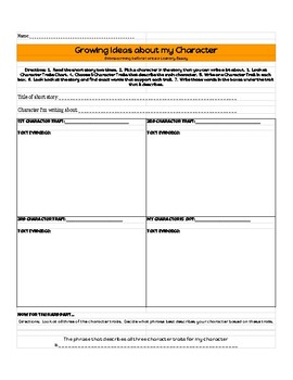 Preview of Literary Essay Character Trait Organizer