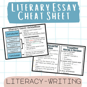 Preview of Literary Essay Cheat Sheet