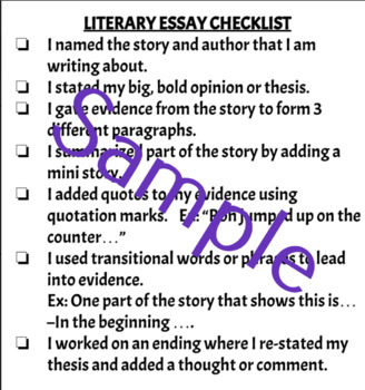 literary analysis essay revision checklist