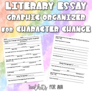 Preview of Literary Essay Graphic Organizer for Character Change