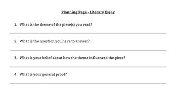 literary essay planning sheet
