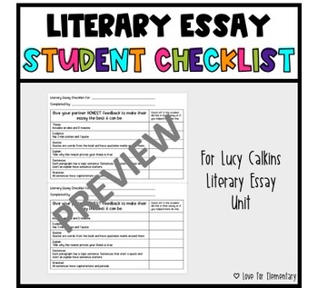 checklist for literary essay