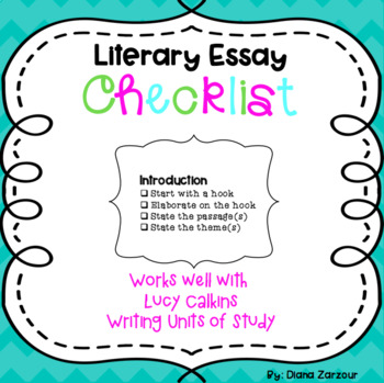 Preview of Literary Essay Writing Checklist