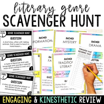 Preview of Literary Genre Activities - Scavenger Hunt Genre Review