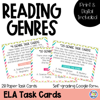 Preview of Genre Task Cards | Print and Google Classroom
