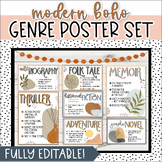 Modern Boho Reading Genre Posters for Middle School - Clas