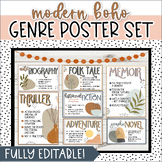 Boho Reading Genre Posters for Classroom Library Bulletin 