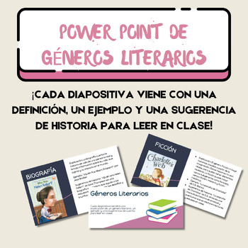 Preview of Literary Genre's Power Point in SPANISH / Slides/ Digital and Print/ Bilingual
