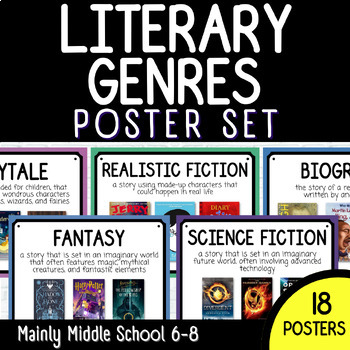 Literary Genres 18 POSTER SET by Mainly Middle School 6-8 | TPT