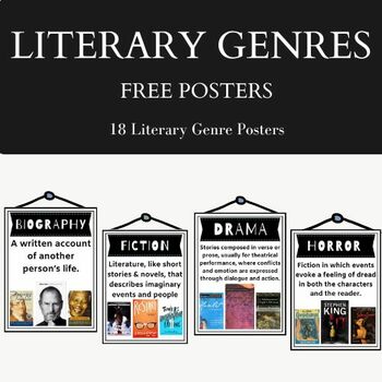 Preview of Literary Genres Posters (FREE PDF)