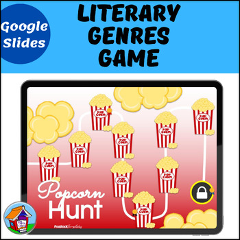 Preview of Literary Genres Game for Google Slides™ & PowerPoint™ -- Popcorn Theme