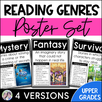 Preview of Literary Genres Posters | Genre Posters Anchor Charts | Reading Genre Decor