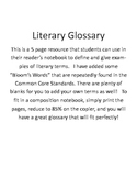 Literary Glossary for Reader's Notebook: Including Common 