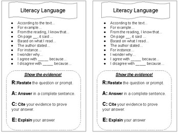 Preview of Literary Language (English and Spanish) Conversation/Sentence Stems