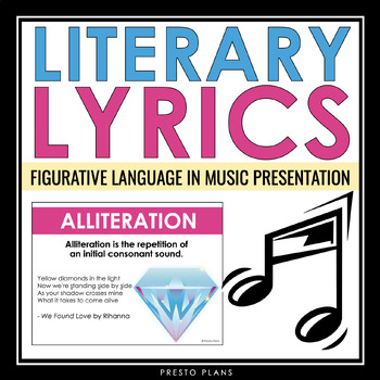 Preview of Figurative Language in Song Lyrics Music Presentation - Poetry Introduction