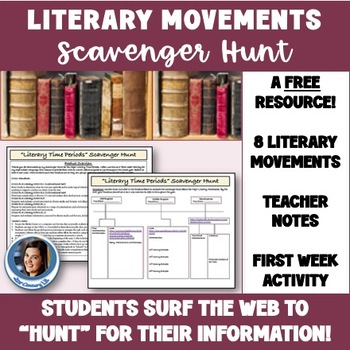 Preview of Back to School Literary Movements Scavenger Hunt - A FREE Web Quest Activity