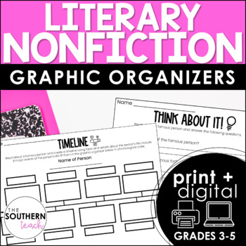 Preview of Literary Nonfiction Graphic Organizers for Biographies