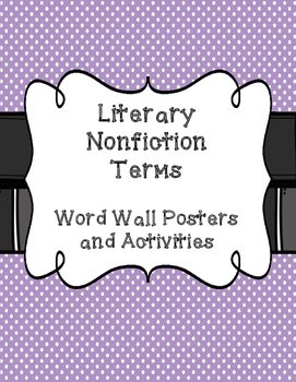 Preview of Literary Nonfiction Word Wall and Activities