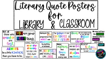 Literary Quote Posters- Classroom & Library Decor - Positive Book Quotes