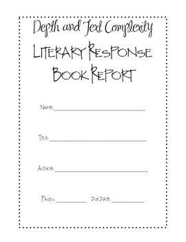Preview of Literary Response Book Report Middle High School