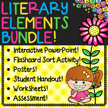 Preview of Literary/Story Elements Posters, PowerPoint, Worksheets, Assessment, Flashcards