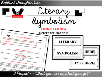 Preview of Literary Symbolism Concept and Terms Reference Handout