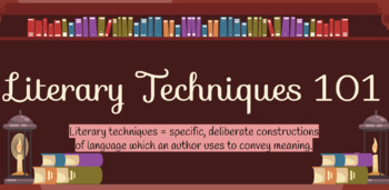 Preview of Literary Techniques Slides & Jeopardy (Figurative Language/ Literary Terms)