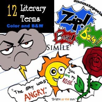 Preview of Literary Terms 24-Piece Clip-Art! BW & Color