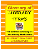 Literary Terms Glossary of 62 Definitions, Examples, Quizzes 6-10
