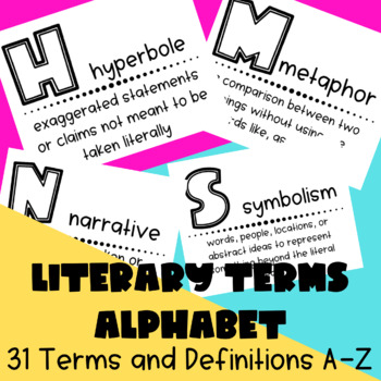 Preview of Literary Terms Alphabet Posters - Full Sheet