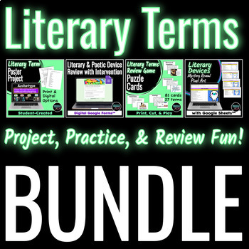 Preview of Literary Terms Literary Devices BUNDLE | Project, Practice, & Review Fun