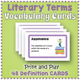 No Prep ELA Printables - Literary Terms Vocabulary Cards