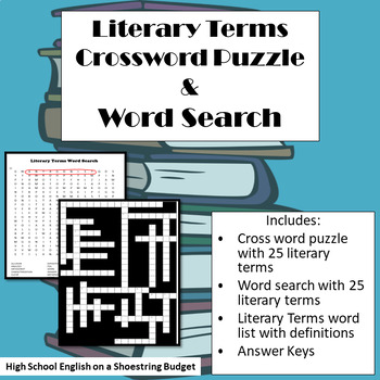 Literary Terms Crossword Puzzle and Word Search by msdickson | TpT