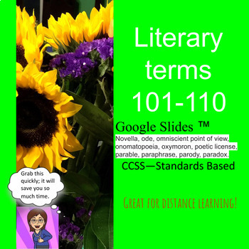 Preview of Literary Terms Devices Slide Show for 101-110 using Google Apps™-
