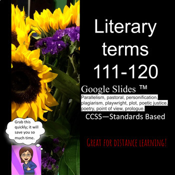Preview of Literary Terms Devices Slide Show for 111-120 using Google Apps™-