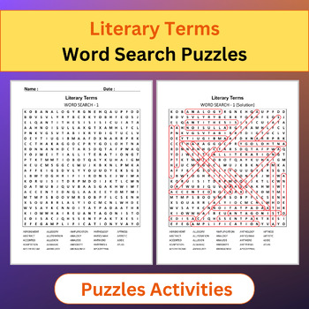 Preview of Literary Terms | English Vocabulary | Word Search Puzzles Activities