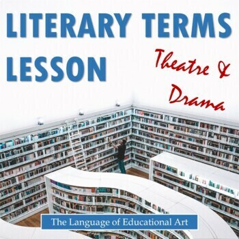 Preview of Literary Terms Lesson for Theatre & Drama — Presentation, PDF, & Google Form