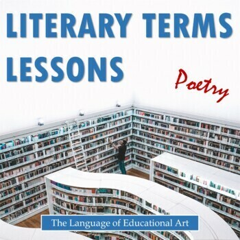 Preview of Literary Terms Lessons for Poetry — ELA — Presentations, PDF's, & Google Forms