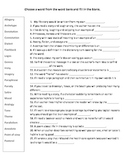 Literary Terms List and Worksheet Activity