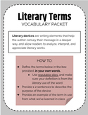 Literary Terms Packet (Pre-filled with 36 terms!)