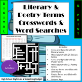 Literary Terms & Poetry Terms Crosswords, Word Searches Bu