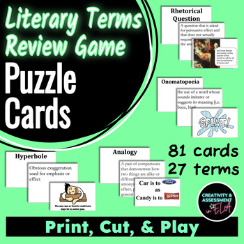 Preview of Literary Terms & Devices Vocabulary Review Game Puzzle Cards