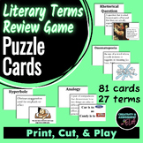 Literary Terms & Devices Vocabulary Review Game Puzzle Cards