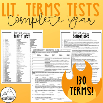 Preview of Literary Terms Tests - Complete Year