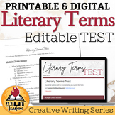 Literary Terms Test for High School Creative Writing or En