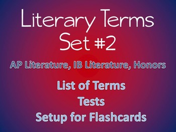 Preview of Literary Terms Tests, (Set #2): AP Literature, IB and Honors
